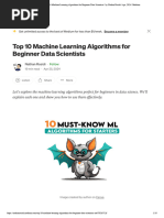 Top 10 Machine Learning Algorithms For Beginner Data Scientists - by Nathan Rosidi - Apr, 2024 - Medium