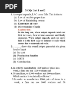 MCQ Unit 1 & 2 - With Answers and Explanation