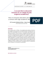 Cómo Se Percibe La Educación Inclusiva en Un Colegio de Alta Exigencia Académica