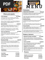 Menú para Restaurantes o Bares Con Lista de Platos y Precios Por Categorías para Imprimir Fondo Blanco Moderno Profesional