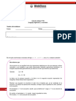 Guía de Trabajo N°18 Lenguaje Algebraico y Ecuaciones Nombre Del Estudiante: - Curso: - Fecha