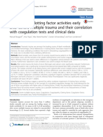 Evaluation of Clotting Factor Activities Early After Severe Multiple Trauma and Their Correlation With Coagulation Tests and Clinical Data (2015)