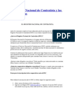 El Registro Nacional de Contratista y Las Cooperativas