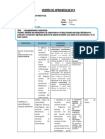 SESIÓN DE APRENDIZAJE N 4 Las Preposiciones y Conjunciones Cuarto de Secundaria