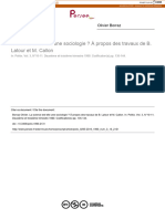 La Science Est-Elle Une Sociologie ? À Propos Des Travaux de B. Latour Et M. Callon