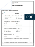 Cbse Grade 11-Ch.2 Relations and Functions Worksheet