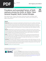 Prevalence and Associated Factors of Birth Asphyxia Among Live Births at Debre Tabor General Hospital, North Central Ethiopia