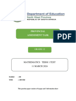 Maths Term 1 Test NW GR 12