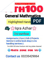 MTH100 Highlighted Handout BY IQRA AZHAR