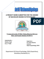 Comperative Study of Risk Taking Behaviour Between The Male and Female Students of DSVV