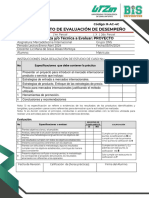 Instrumento de Evaluación de Desempeño: Destreza Y/o Técnica A Evaluar: PROYECTO