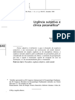 Trabalho Urgência Subjetiva e Clínica Psicanalítica