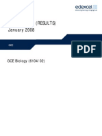 Mark Scheme (RESULTS) January 2008: GCE Biology (6104/02)