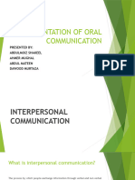 Presentation of Oral Communication