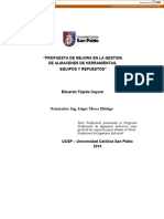 Propuesta de Mejora en La Gestion de Almacenes de Herramientas, Equipos Y Repuestos