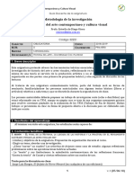 Metodologia de La Investigacion en Historia Del Arte Contemporaneo y Cultura Visual Guia Docente 2018-2019