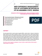 Customer Experience Management Analysis of Customer Retention in Restaurants in Anambra State Nigeria