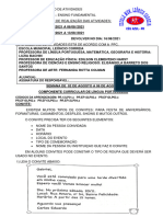 Atividades 2º Ano A - Período de Realização 02-08-2021 A 13-08-2021 (Devolver Dia 16-08-2021) Escola Leôncio Correia