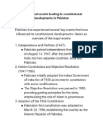 All Important Events Leading To Constitutional Developments in Pakistan