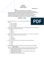 Physics Cyclic Test - I Mock Test Paper Class: 11 Max Mark: 30 General Instructions