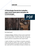 A Psicologia Social Do Trabalho Sujo Como Base para Estudos de Criminologia - Jusbrasil