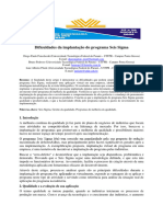 Dificuldades Da Implantação Do Programa Seis Sigma (Artigo) Autor Diego Paulo Penczkoski, Bruno Pedroso e Luiz Alberto Pilatti