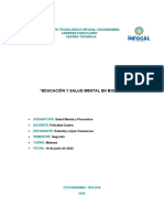 Salud Mental 3er Parcial EDUCACIÓN Y SALUD MENTAL EN BOLIVIA