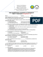 Final Examination For Grade 11 STAT PROB