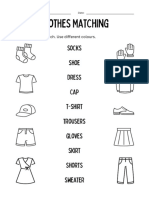 Clothes Matching Printable Worksheet in Black and White Simple Illustrative Style