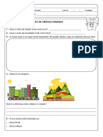 Avaliação de Ciências Humanas 3º Ano