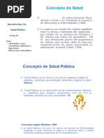 SESION 1 Salud Pública Bases Conceptuales, Definiciones e Importancia