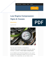 Car Part - Low Engine Compression - Signs & Causes