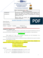 APOSTILA DE MATEMATICA 9 Ano - EF Referente Ao Mês de MAIO...