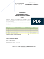 El (A) Suscrito (A) : Código GR Nombre Asignatura Créd Intensidad Horario