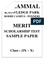 IX To X Sample Paper - 2 (Merit Scholarship Test)