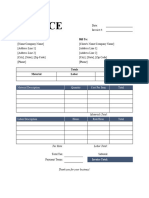 Basic Parts and Labor Invoice