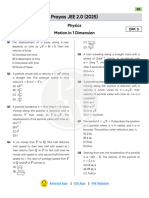 Prayas JEE 2.0 (2025) : Physics Motion in 1 Dimension