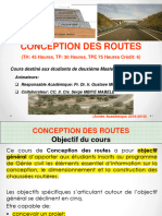 Conception Des Routes: (TH: 45 Heures, TP: 30 Heures. TPE 75 Heures Crédit: 6)