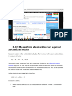 0.1M Thiosulfate Standardization Against Potassium Iodate: Iodometric Titration