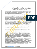 El Nacimiento de Las Varillas Sinteticas para Refuerzo Del Acero en Colombia