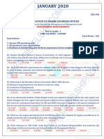 JANUARY 2020: Examination of Marine Engineer Officer