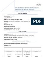 Programa de Higiene, Seguridad Y Salud Ocupacional para La Industria de La Construccion