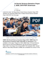 CBSE 10th Board Social Science Question Paper 2024, 2023, 2022, 2020, 2019 PDF Download