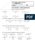 EM3 - Lista 3 - Química Orgânica - Hidrocarbonetos