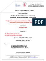 Classification Des Équipements Critiques Et Élaboration Du Plan de Maintenance Préventive Du Broyeur de La Ferraille - EL HADRI