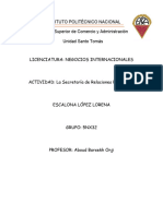 La Secretaría de Relaciones Exteriores - EscalonaL - Lorena