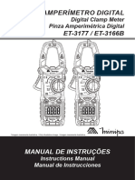 Alicate Amperímetro Digital ET-3177 / ET-3166B: Digital Clamp Meter Pinza Amperimétrica Digital