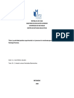 Título: A Actividad Práctico-Experimental en El Proceso de Enseñanza-Aprendizaje de La Anatomía y L Fisiología Humana