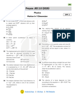 Prayas JEE 2.0 (2025) : Physics Motion in 1 Dimension