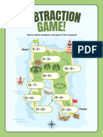 Subtraction Game Worksheet Green and Blue Educational Style